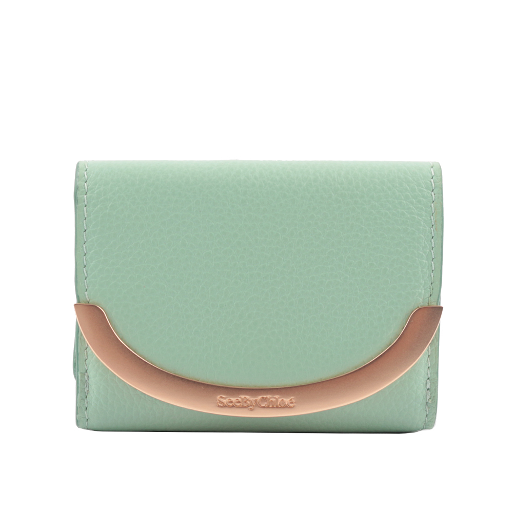 【See by Chloé】Lizzie 弧形標誌迷你三折短夾(薄荷綠)