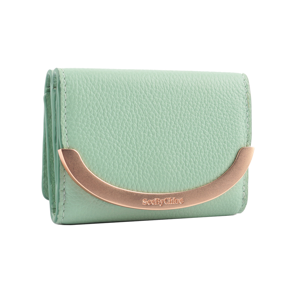 【See by Chloé】Lizzie 弧形標誌迷你三折短夾(薄荷綠)