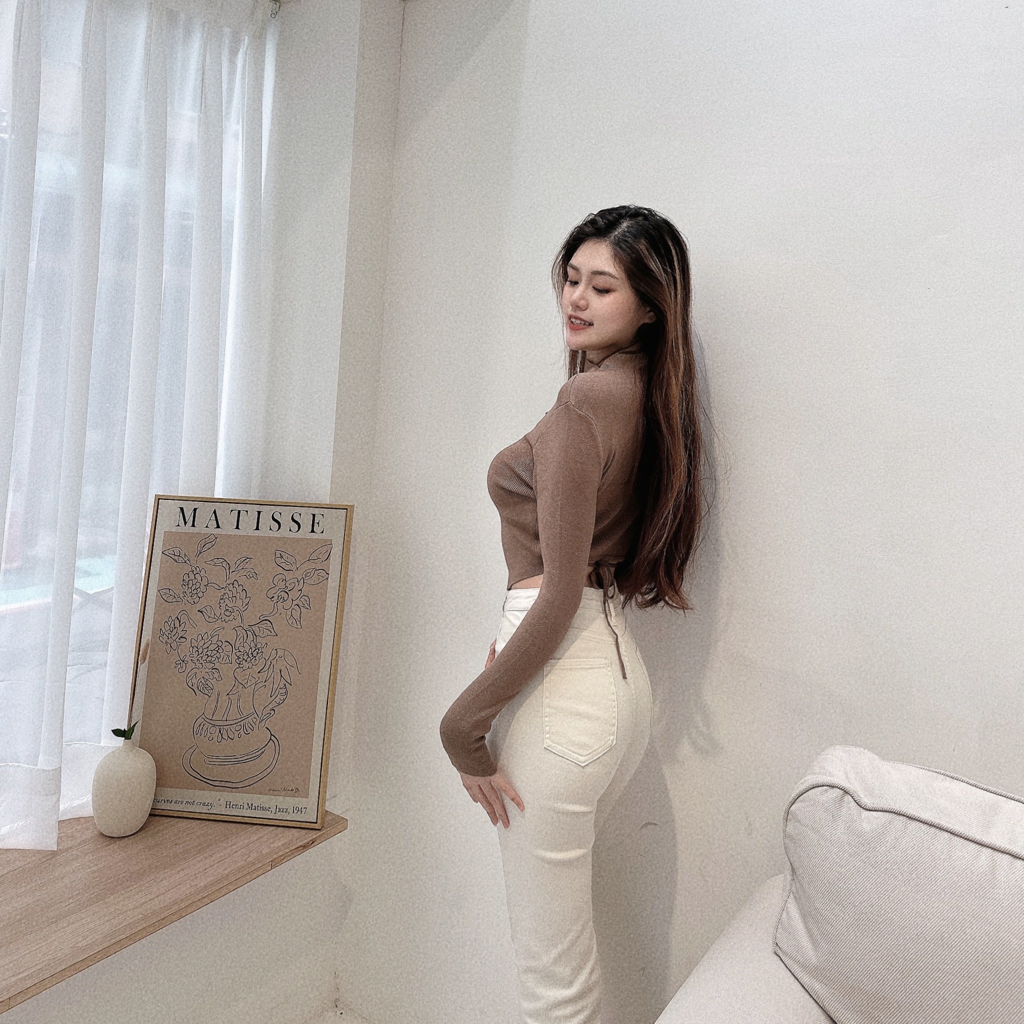 挖胸後綁彈力針織上衣/五色