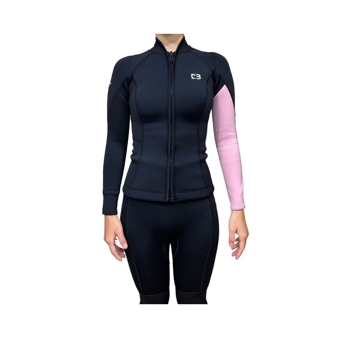 ▲現貨-Bestdive 女款 2mm 黑白系列 防寒上衣-黑身粉手❄️