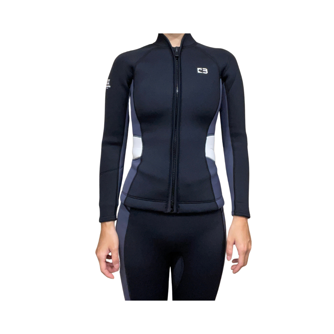 ▲現貨-Bestdive 男款 3mm 棉彩系列 防寒上衣-黑+靜謐灰