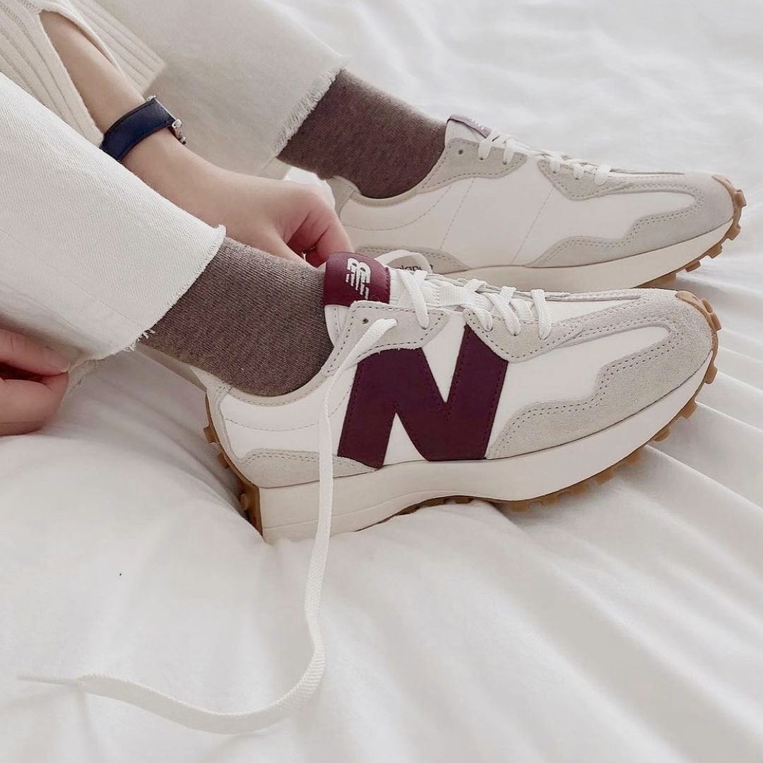 NEW BALANCE 327 NB 仿皮革 焦糖底 女鞋 酒紅 WS327KA  / 預購