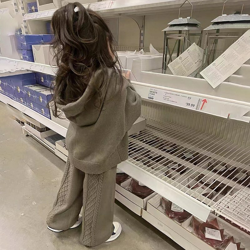 小大人!休閒毛衣連帽套裝