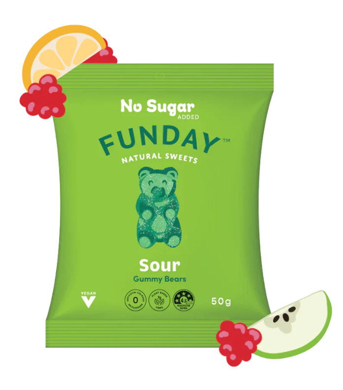 Funday 全素水果味熊仔酸糖 50g x3包
