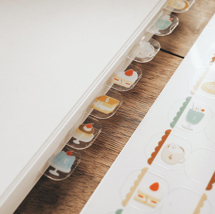 右手超人｜透明月份索引貼紙｜喫茶