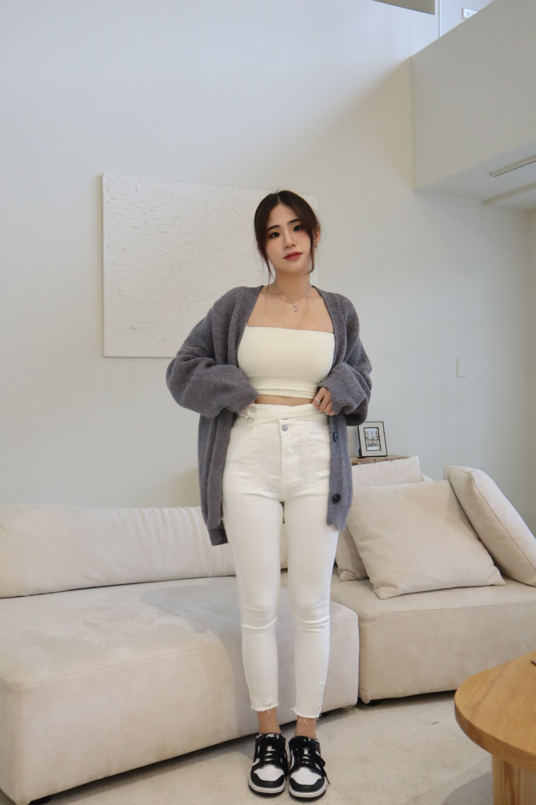 造型感褲頭窄管褲