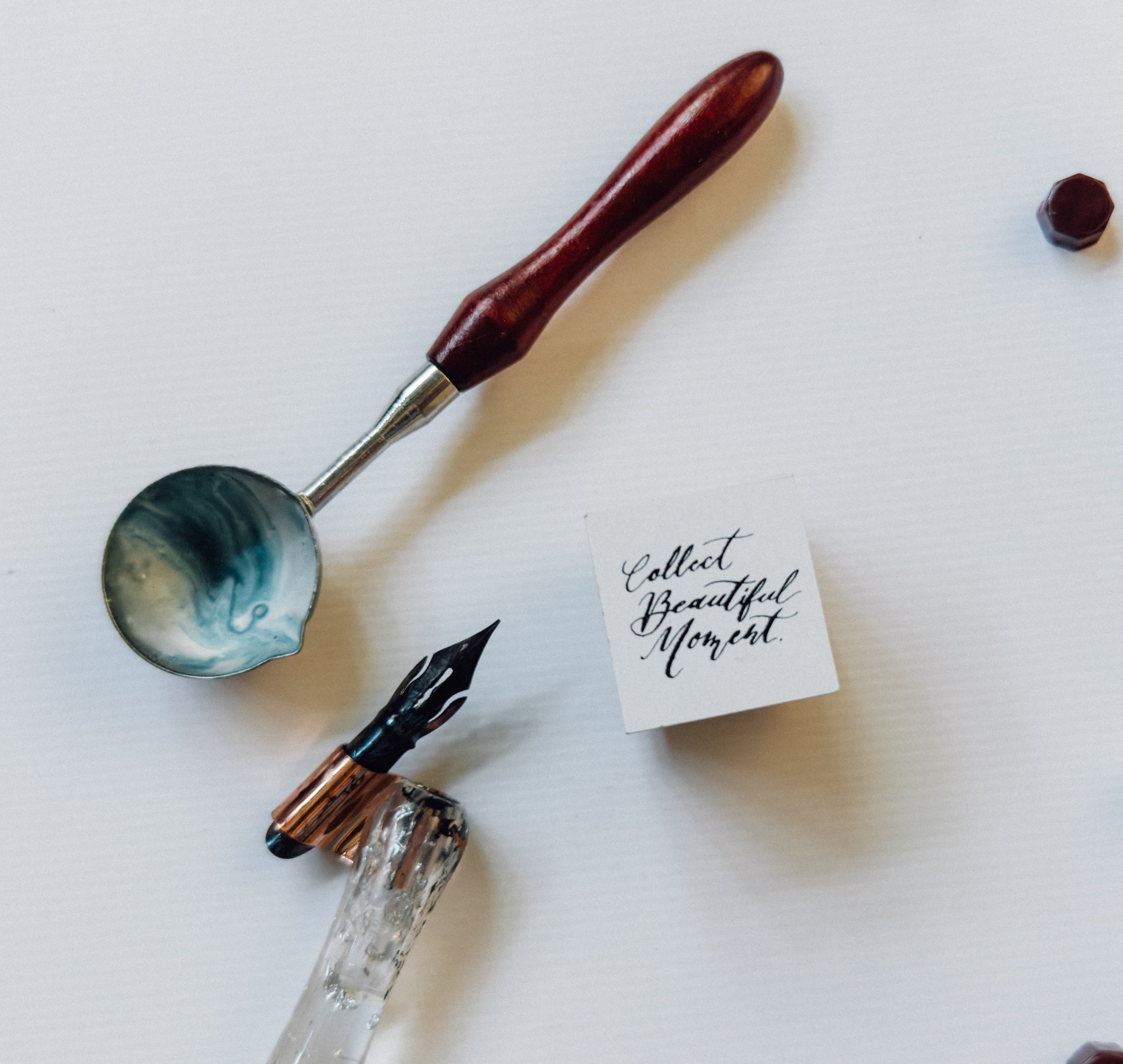 新版 收集美麗的時光 草寫英文字 木製印章｜甜蜜生活