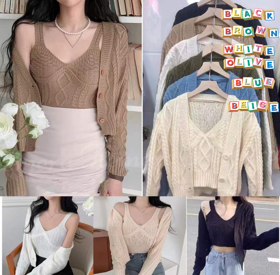 ST22S1165 冷衫短版吊帶背心加短版外套