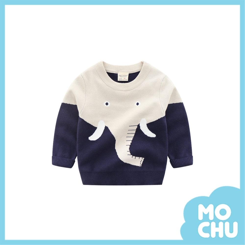 長鼻子大象針織圓領毛衣