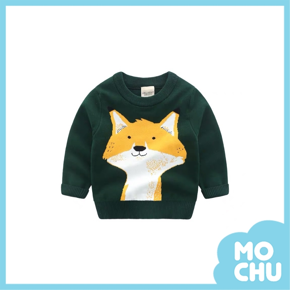 好奇小狐狸針織圓領毛衣
