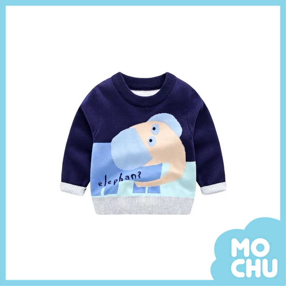 問號小象針織圓領毛衣