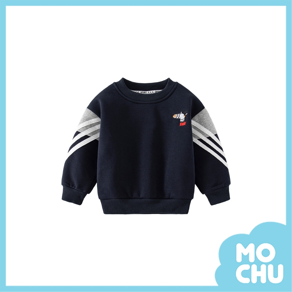 刺繡斑馬白條紋加絨衛衣(兩色)