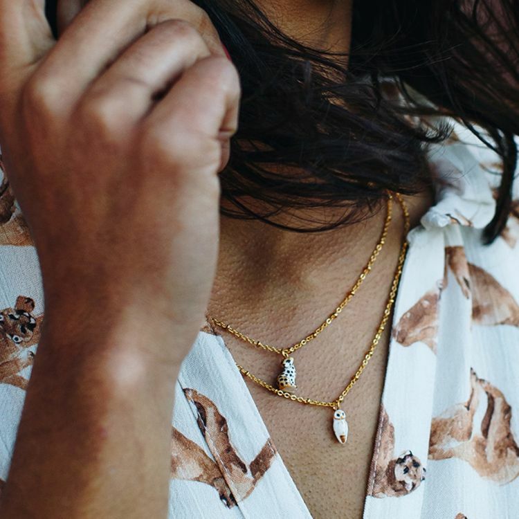 NACH 迷你美洲豹瓷項鍊