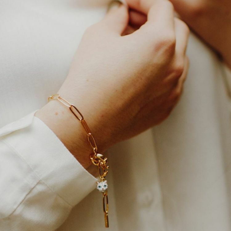 NACH 藍眼灰貓瓷吊墜