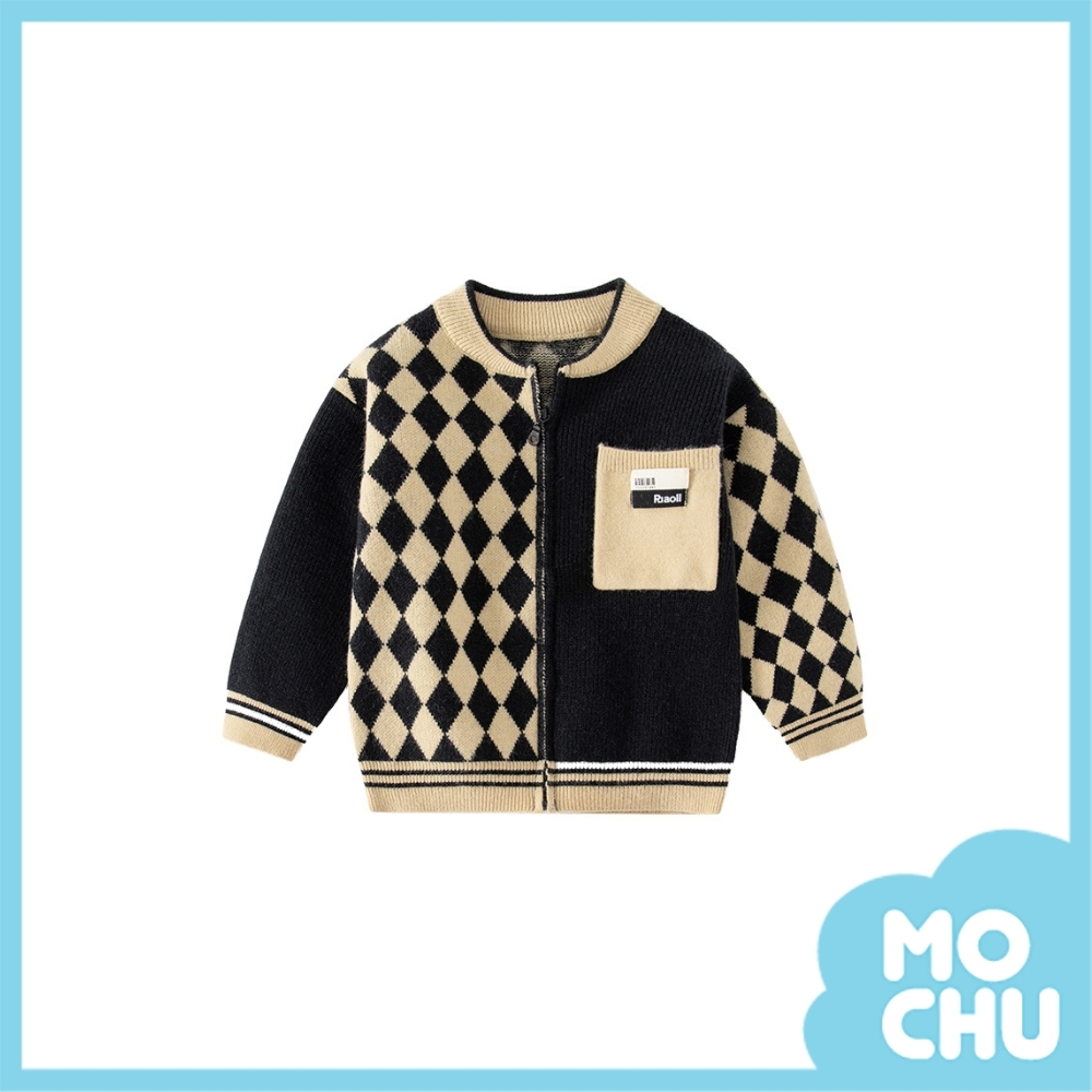 菱格拼色拉鍊式外套