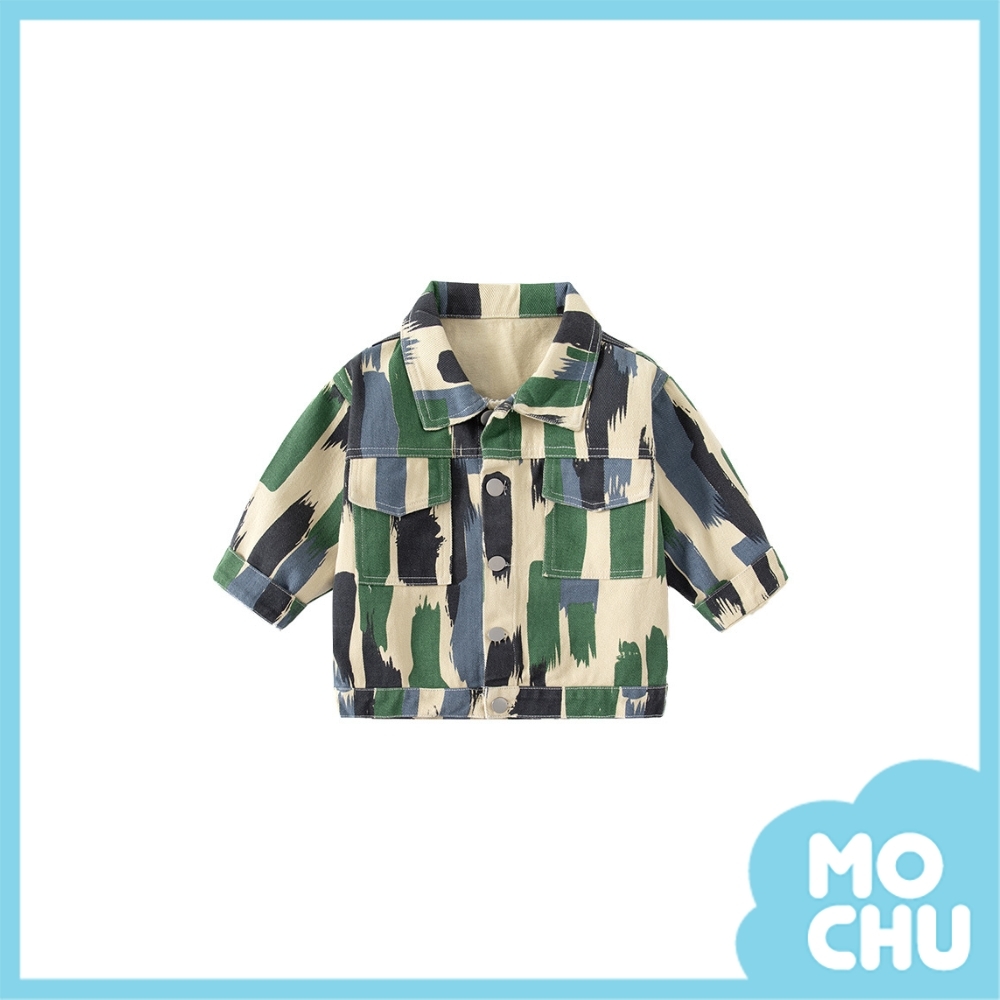 塗鴉迷彩單排扣牛仔外套