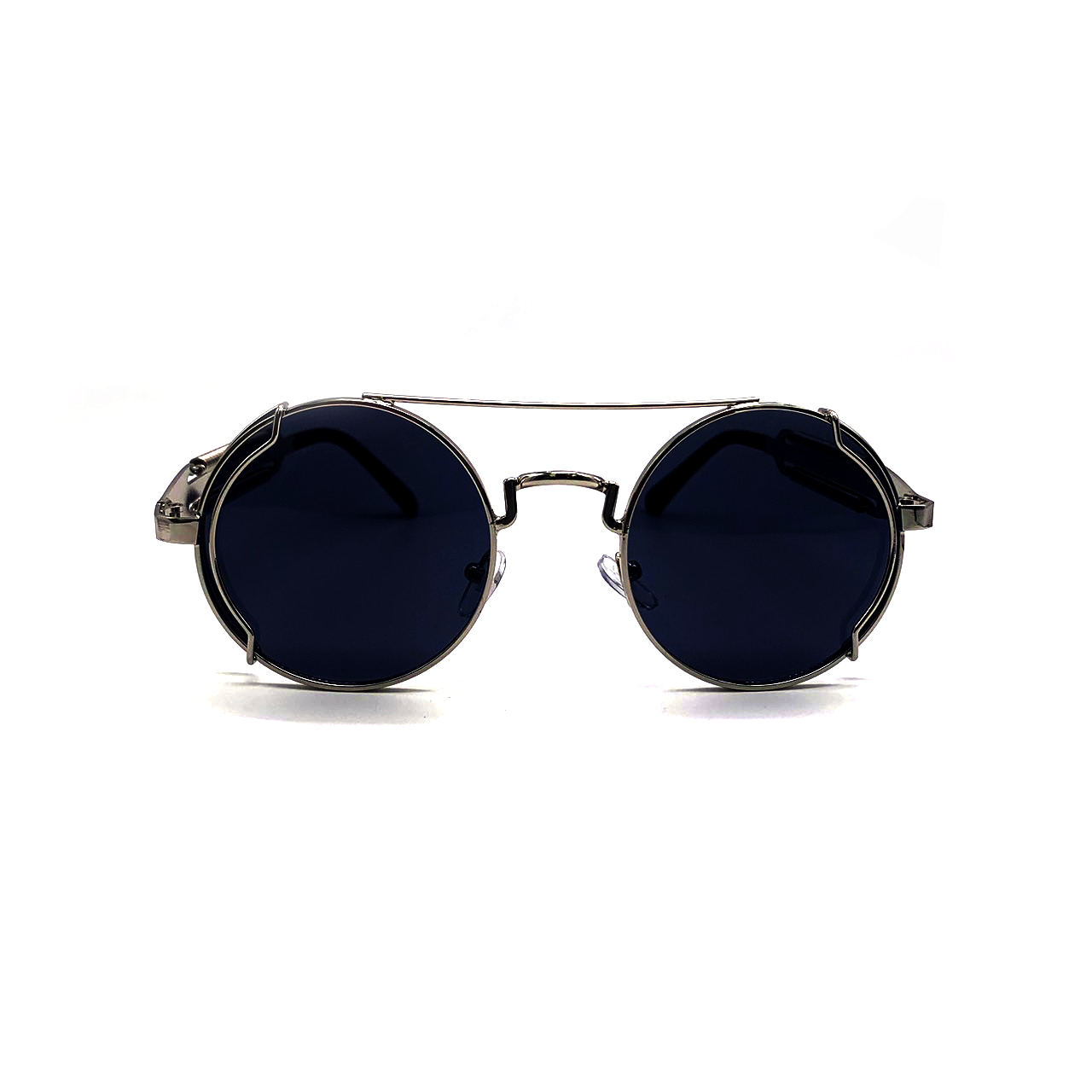 CHILL歐美賽博圓型墨鏡-銀框黑片