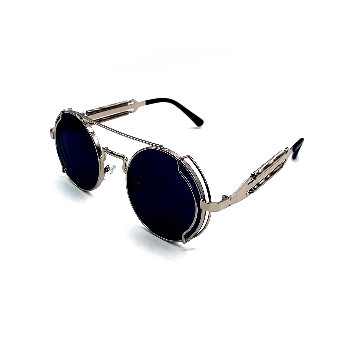 CHILL歐美賽博圓型墨鏡-銀框黑片