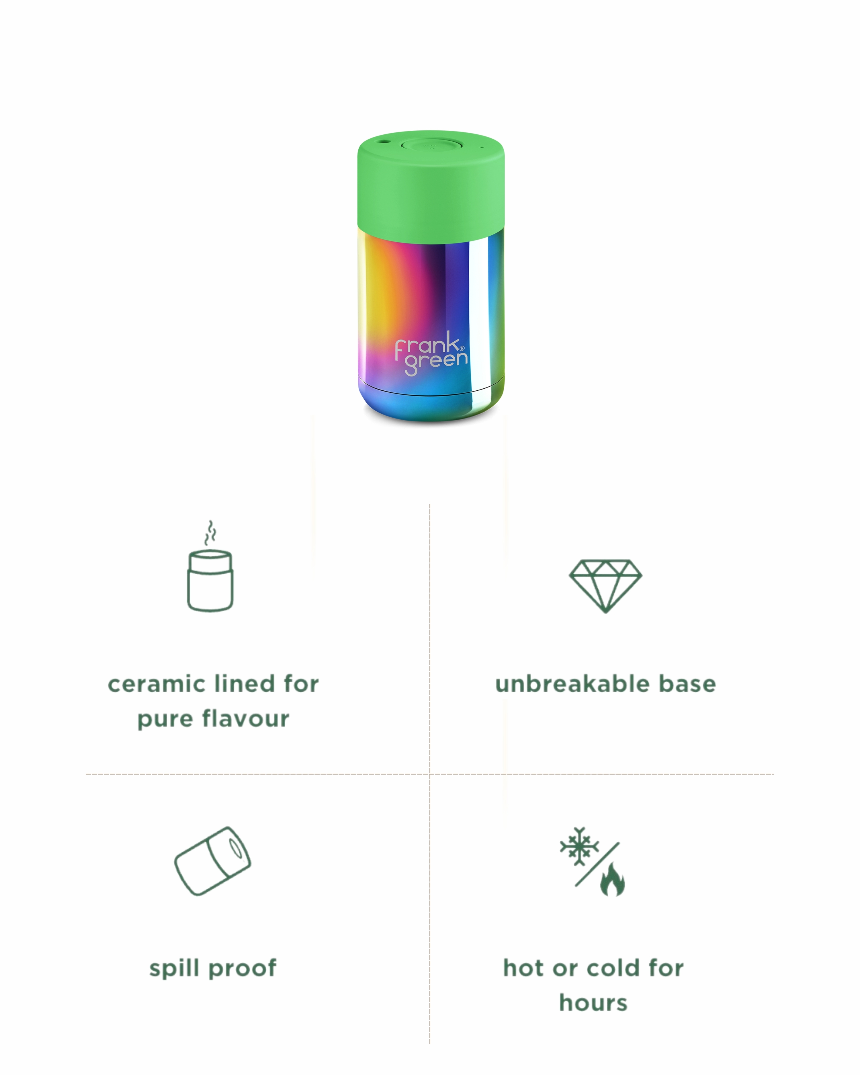 Ceramic Reusable Cup - Chrom Silver Pink - 12oz / 355ml| FRANK GREEN