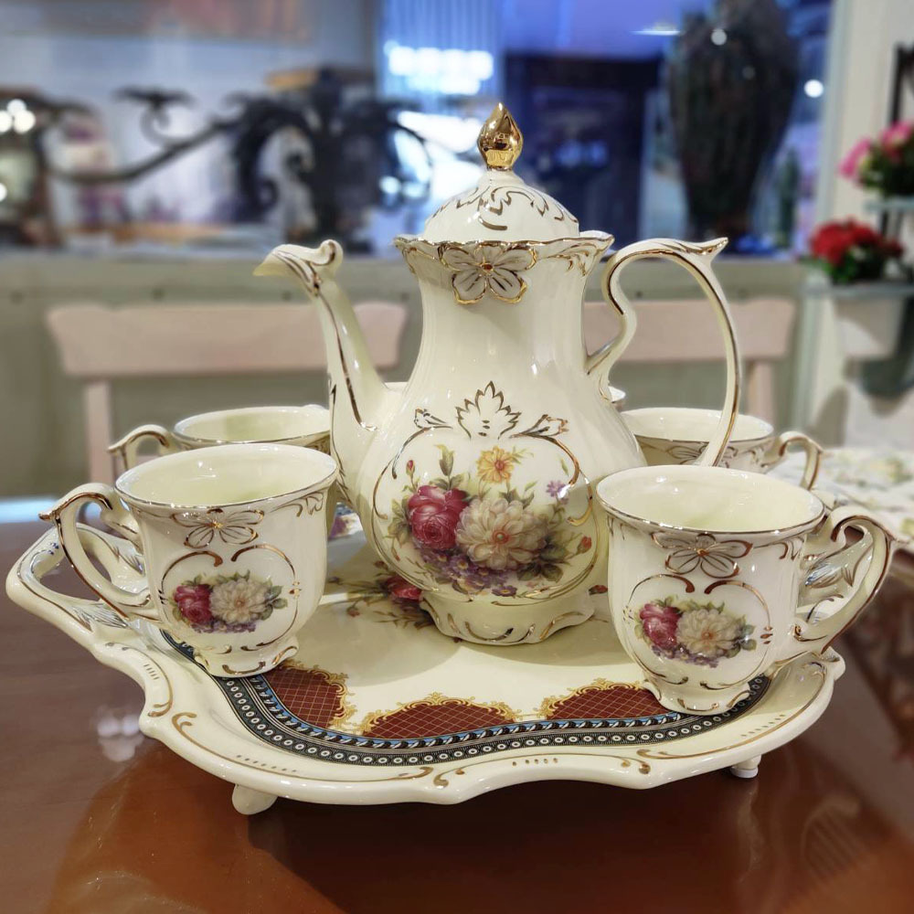 清芳玫瑰茶具組(1壺6杯1托盤)[CER-027]