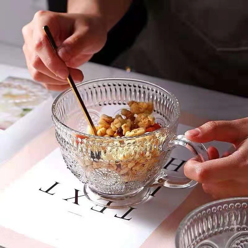 《1398》復古浮雕太陽花玻璃杯40ml