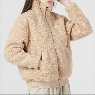 Nike 奶茶色 女款 泰迪熊棕 寬鬆 立領 毛絨 羊羔絨DR5629-200 NOVLU