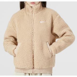 Nike 奶茶色 女款 泰迪熊棕 寬鬆 立領 毛絨 羊羔絨DR5629-200 NOVLU