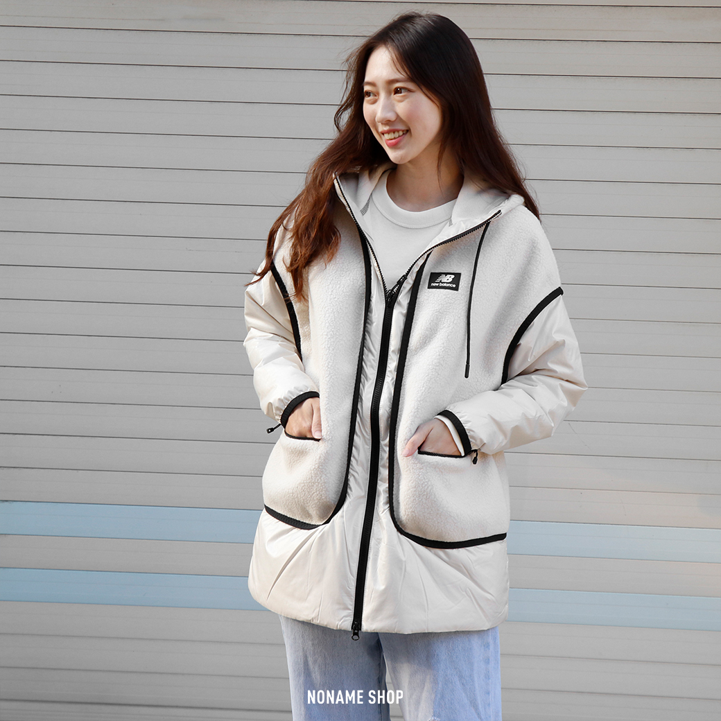 NEW BALANCE NB 搖粒絨 異材質 拼接 外套 米白 (女款)