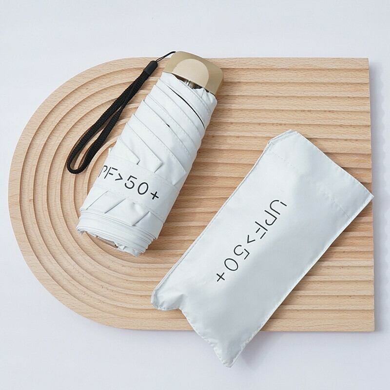 優質雨具-時尚真防UV雨傘(8.米白色) 小巧易攜摺疊雨傘 黑膠防曬縮骨雨傘 扁平五折UPF50+雨傘 鋁合金支架 抗風力度強