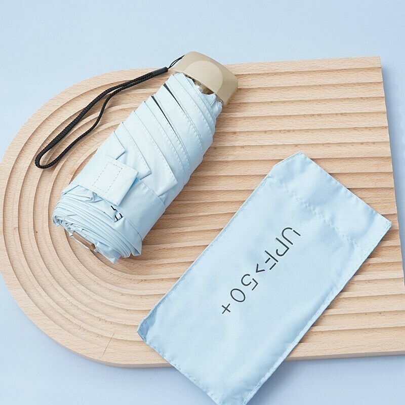 優質雨具-時尚真防UV雨傘(2.藍色) 小巧易攜摺疊雨傘 黑膠防曬縮骨雨傘 扁平五折UPF50+雨傘 鋁合金支架 抗風力度強