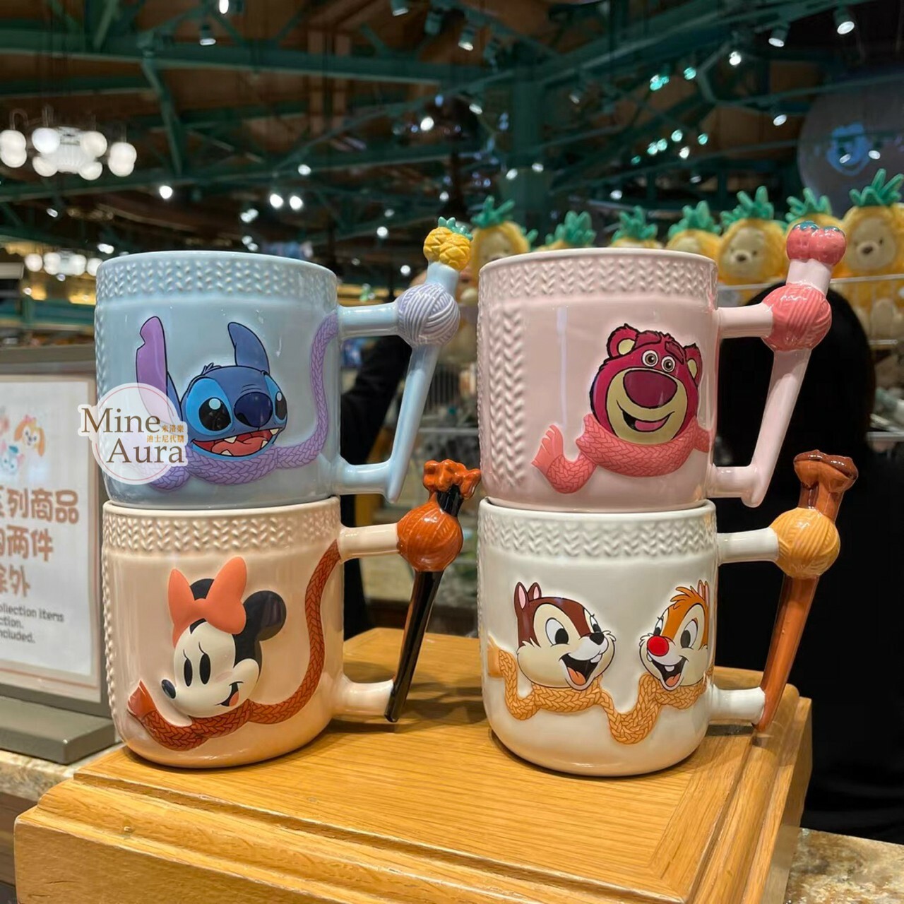 (限時特價) 米妮 Minnie 立體 毛線圍巾圖案 馬克杯 水杯 -上海迪士尼樂園