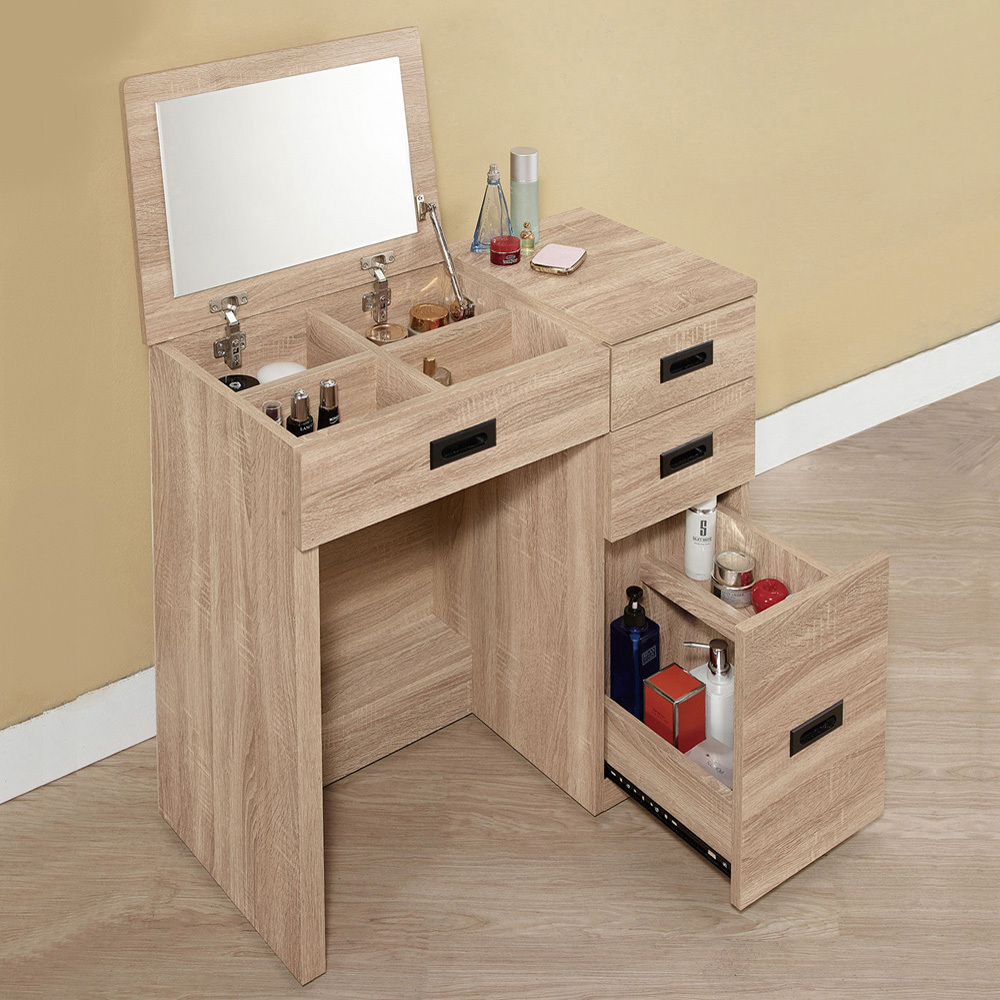 拉比灰橡2.7尺掀式鏡台(含椅)