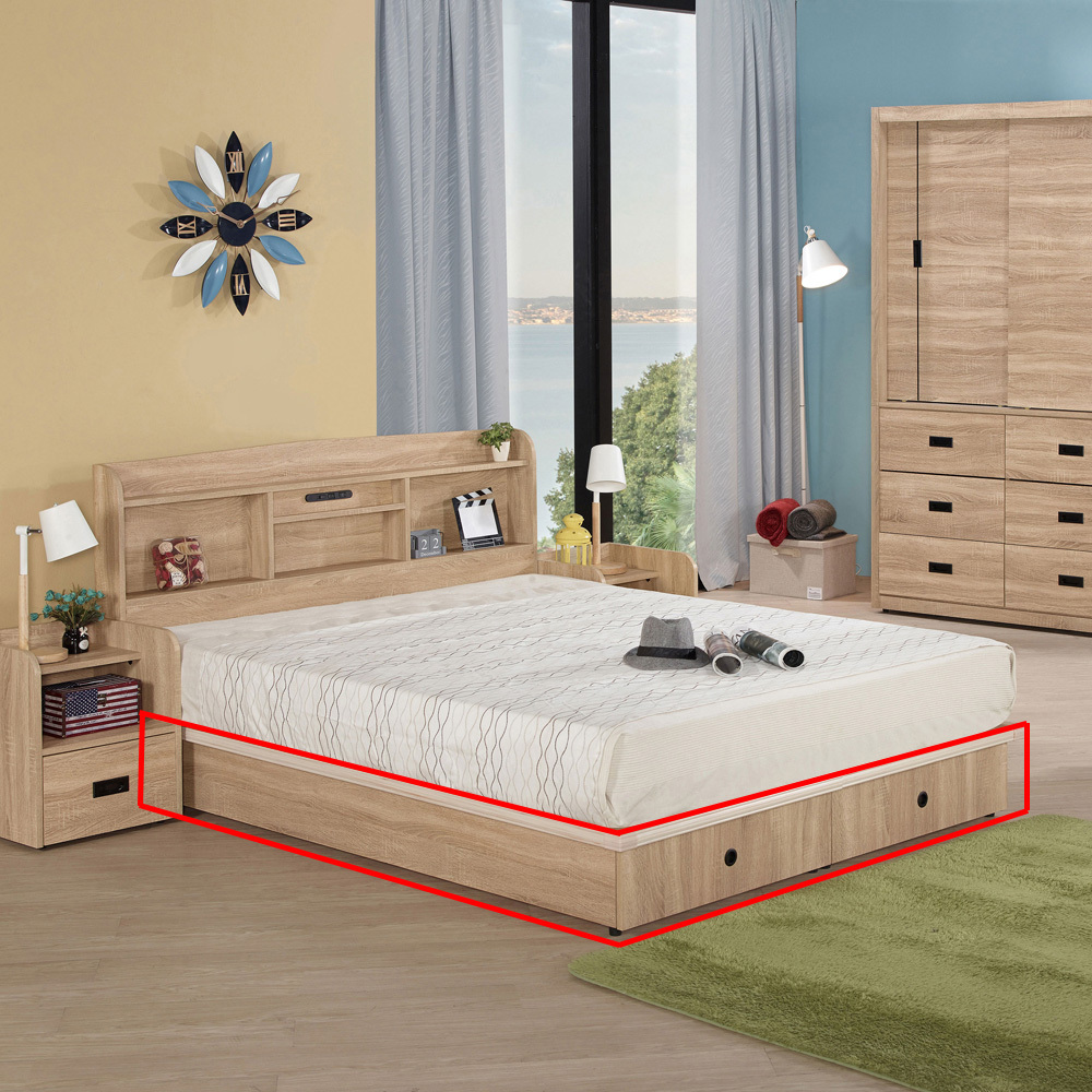 法諾梧桐色5尺雙抽床底