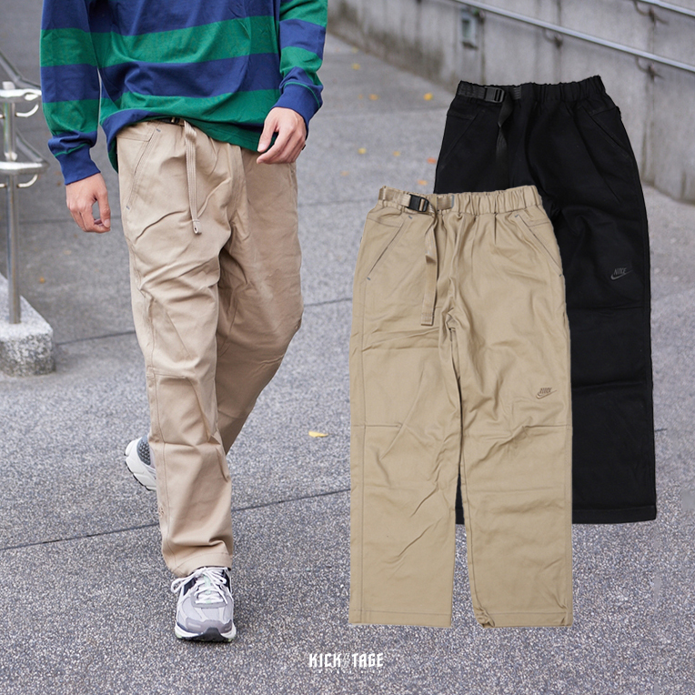**特價商品售出不退換**男款 NIKE TECH PACK PANTS 黑色 卡其色 側腰帶 鬆緊 刺繡 環保材質 直筒褲 長褲【DQ4297-010】