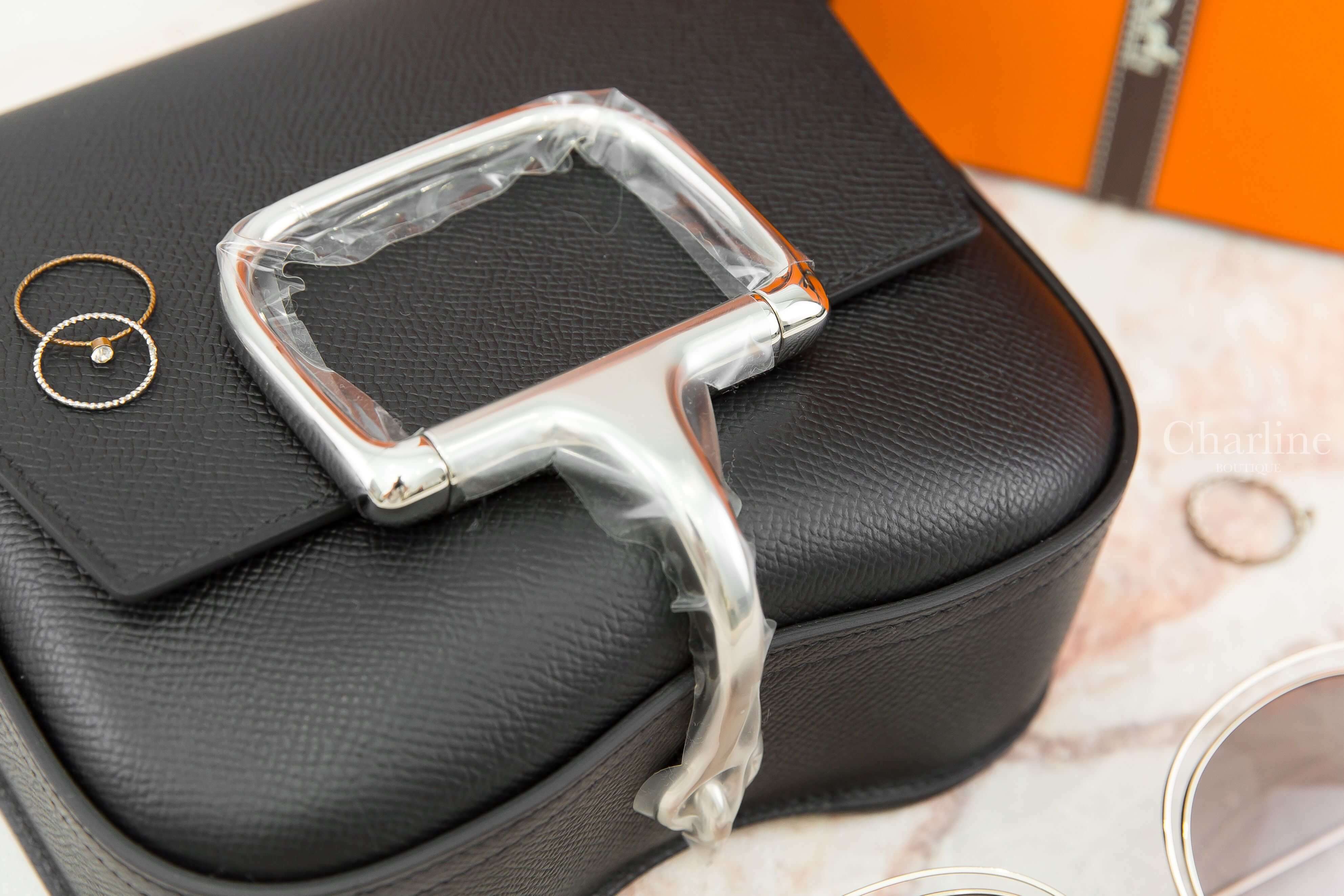 Hermès Della Cavalleria Mini Bag 89 Noir Epsom 黑色銀釦肩背包