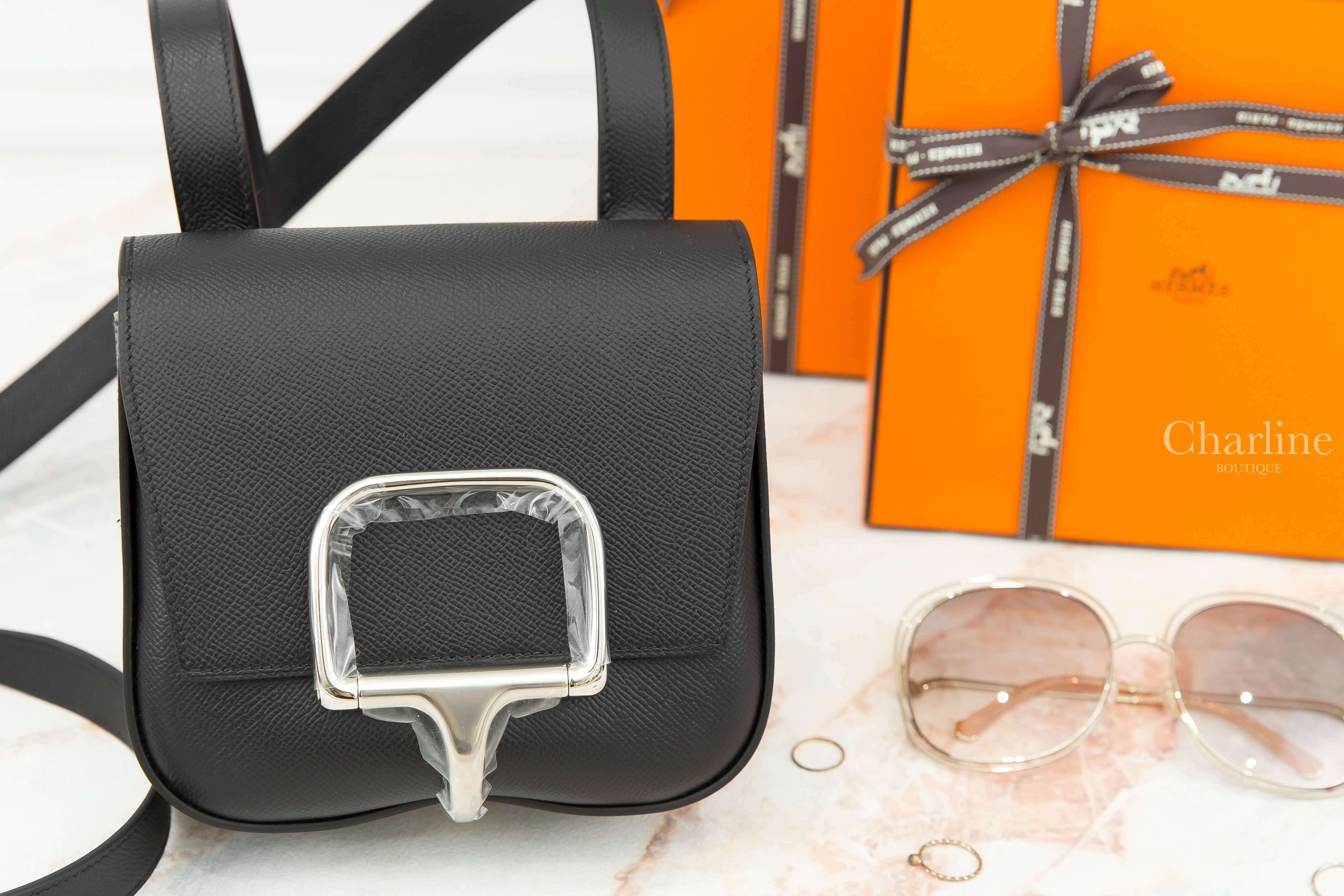 Hermès Della Cavalleria Mini Bag 89 Noir Epsom 黑色銀釦肩背包