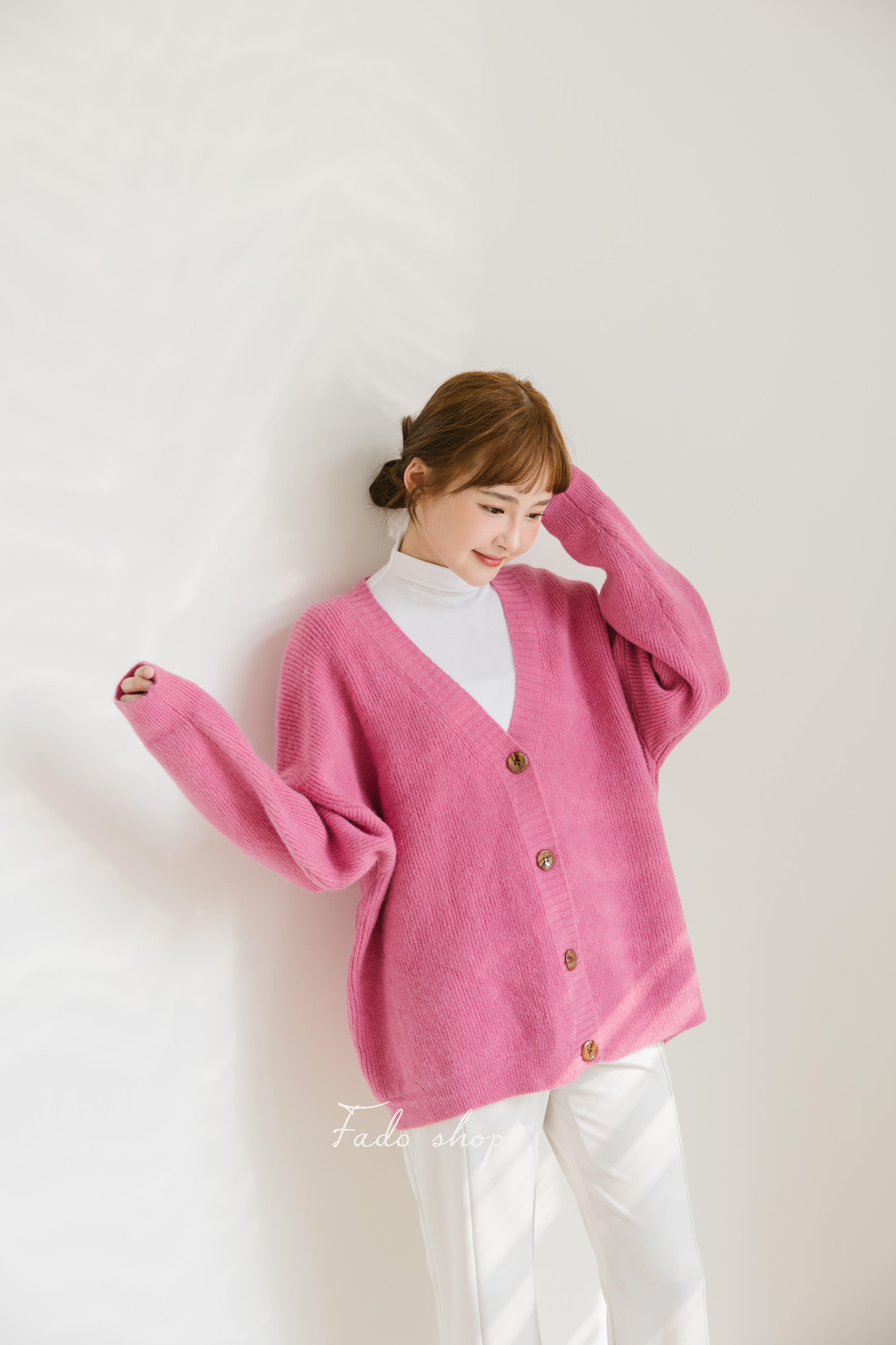 法朵Fado shop｜韓系慵懶‧₊˚ ☁️排釦V領針織外套 812A023  七色