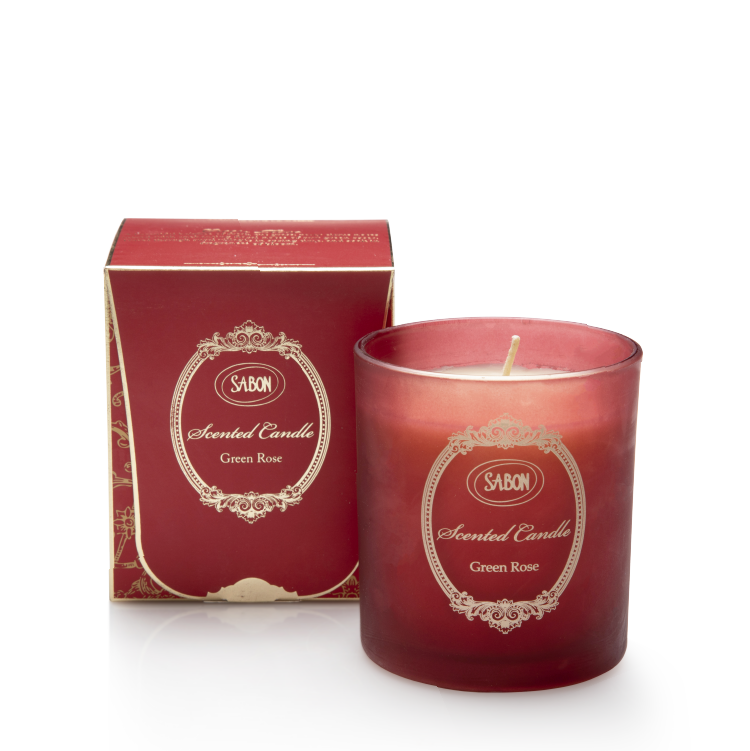 綠玫瑰玻璃蠟燭230g