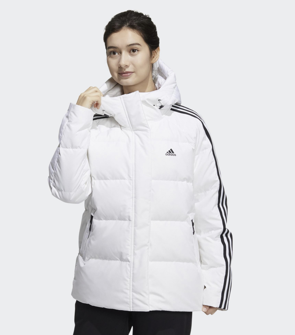 ADIDAS 3-STRIPES 女 連帽羽絨外套 白HA1176 NOV LU