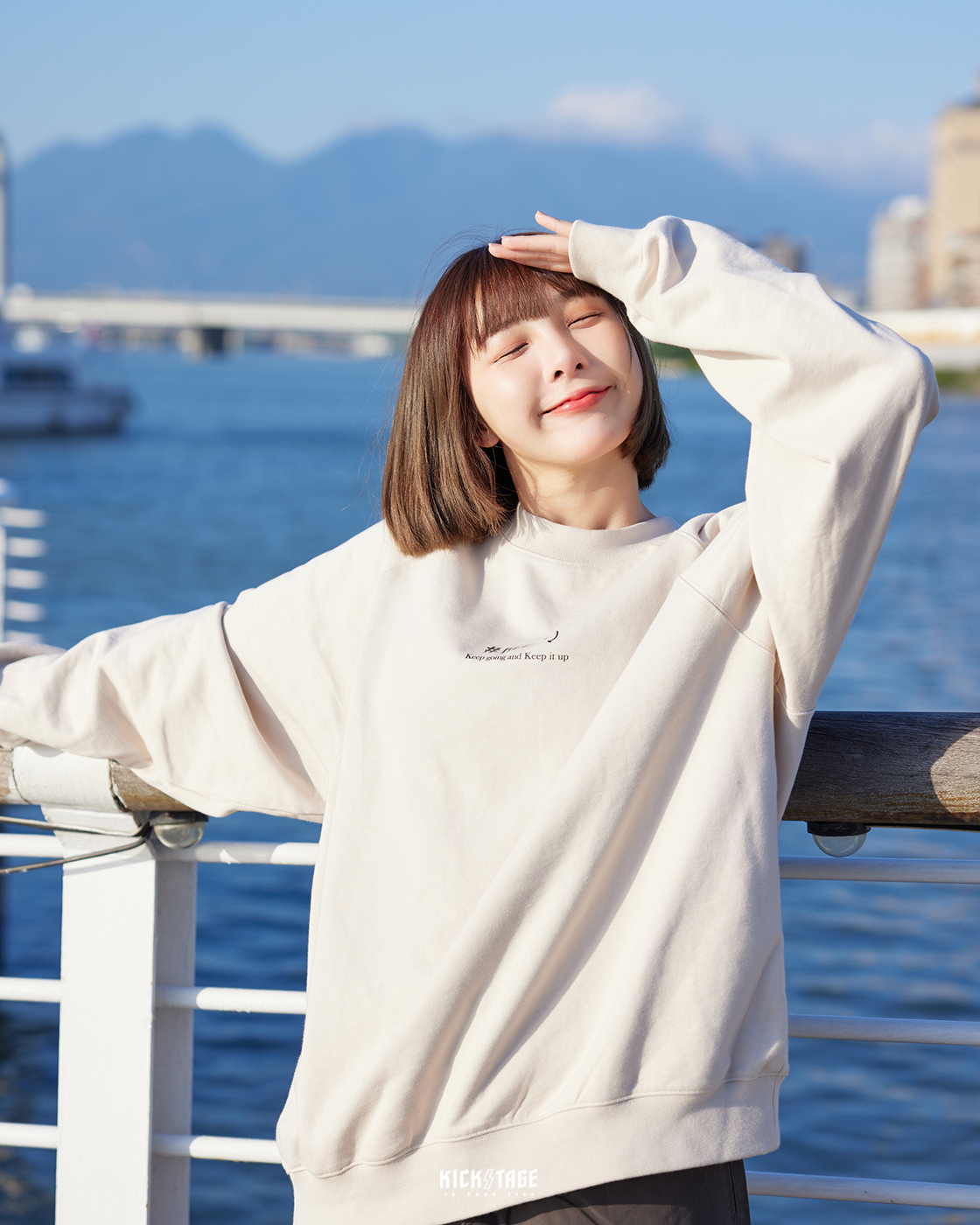 #KEEP CIRCLE CREW 黑色 灰綠 沙色 圓形標語 閃電 重磅 寬版落肩 內刷毛 衛衣 大學T【KS144】