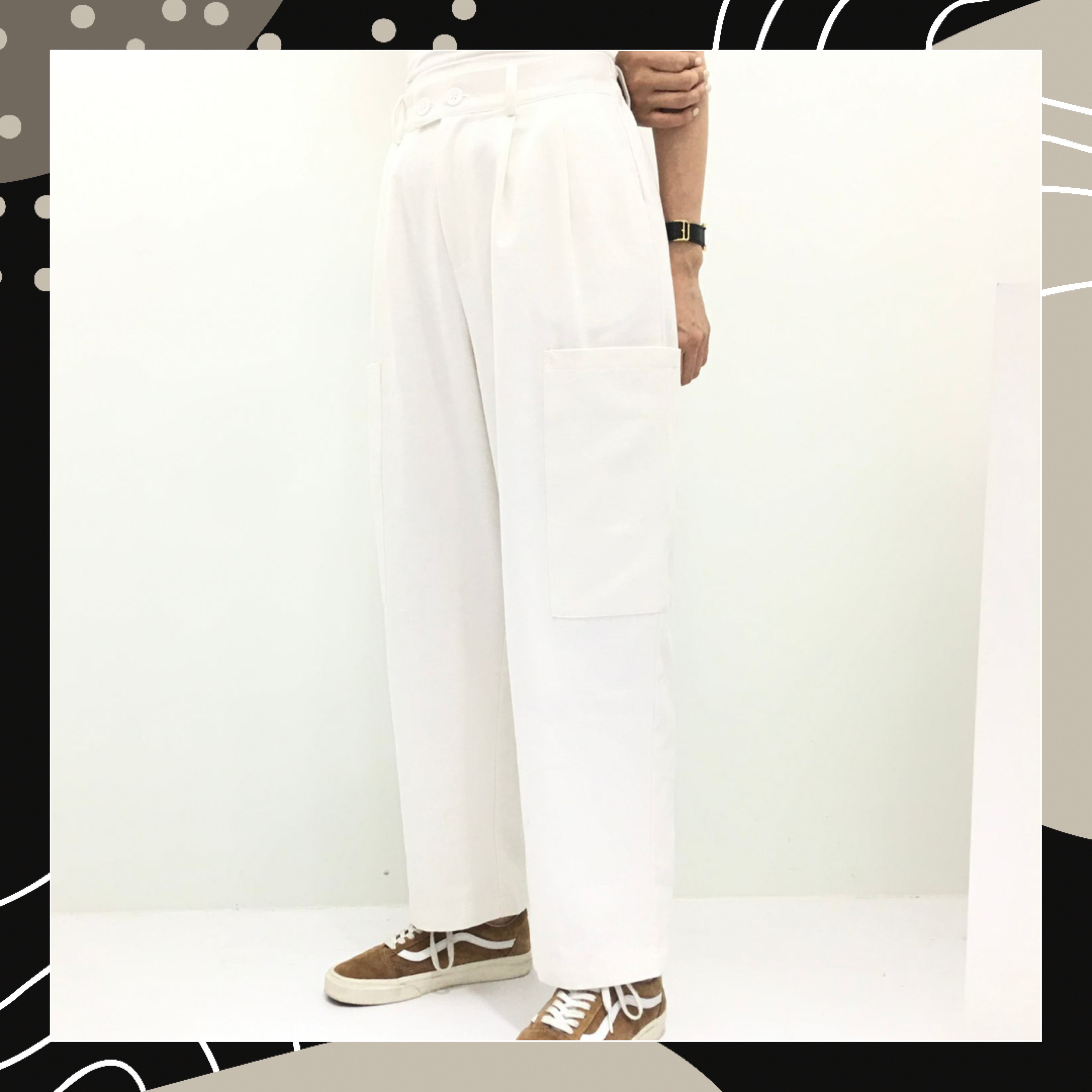 【BONNIE】兩邊則袋斜布褲