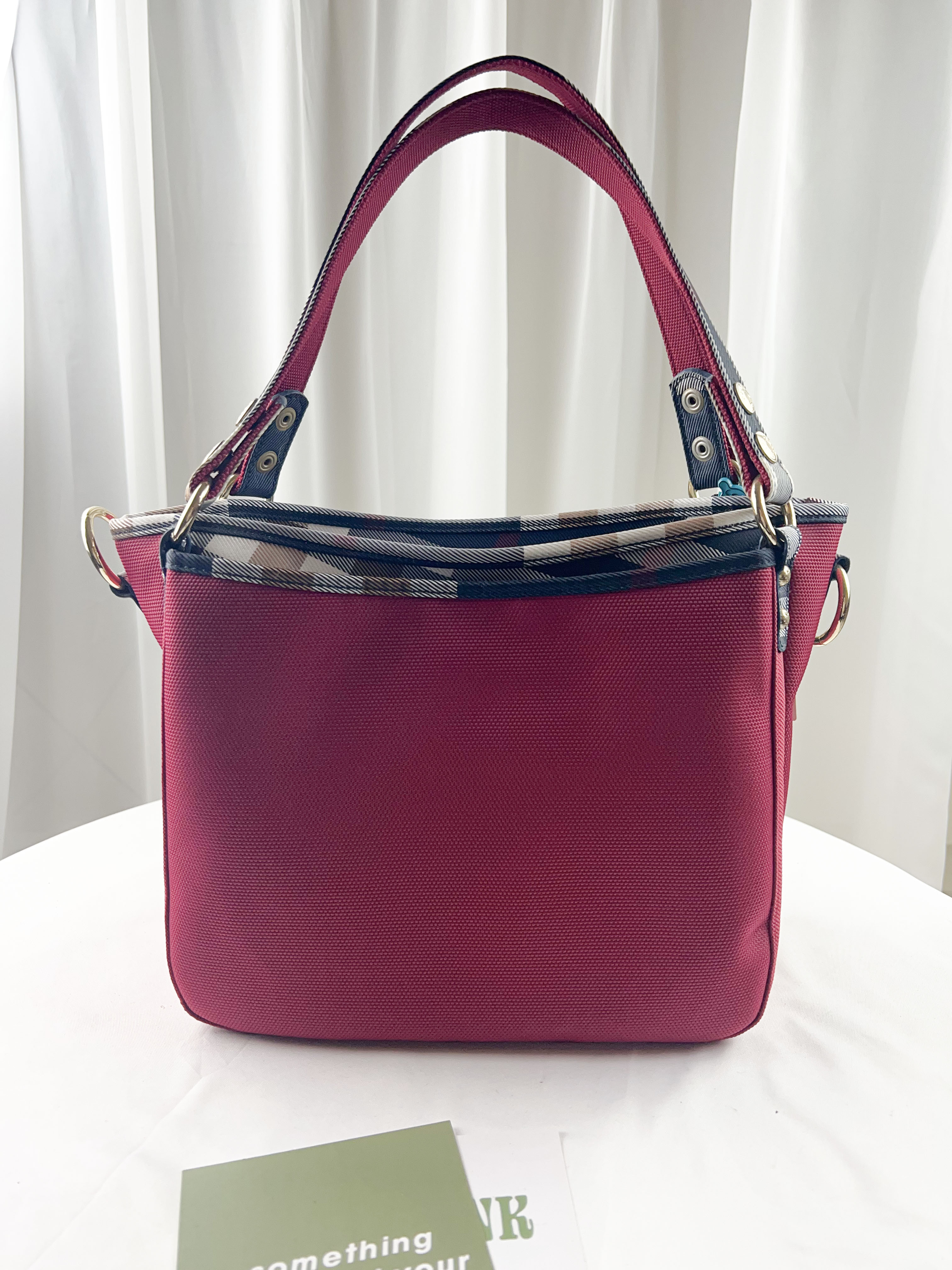 GOODS 紅格紋拼色防潑水手提包 / 側背包 #29161