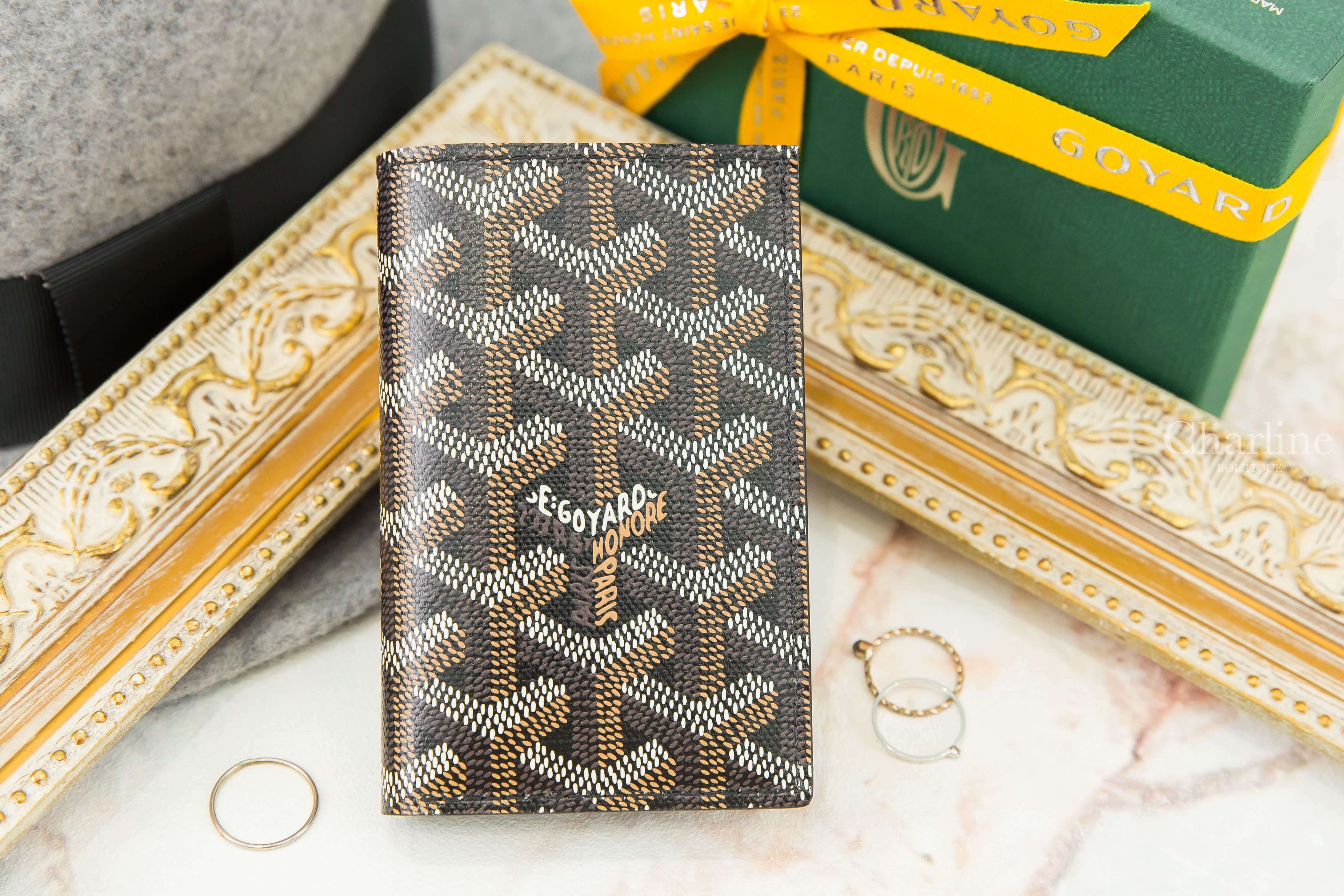 Goyard Saint-Pierre Card Wallet 黑色拼黃色夾層內裡小牛皮卡片短夾