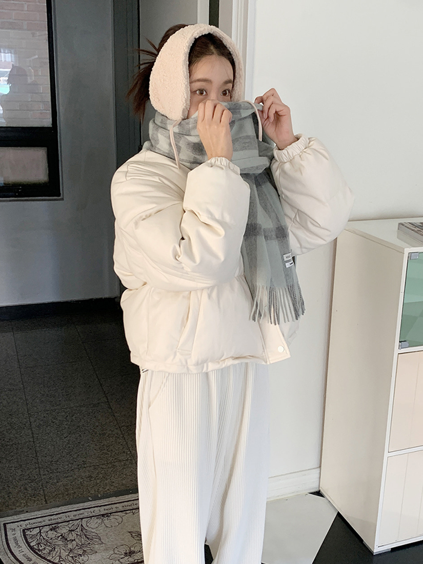 [現貨]時尚溫柔格紋羊毛圍巾(天藍色)