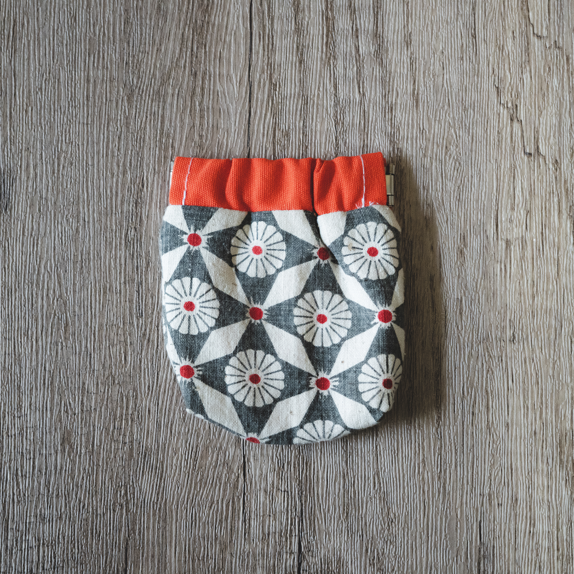 彈口快取小錢包（橙白色）