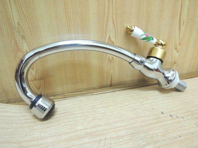 ＊中崙五金【附發票】高品質立式鵝頸龍頭 廚房水龍頭 廚房龍頭 陶瓷彩繪 SK-120 台灣製