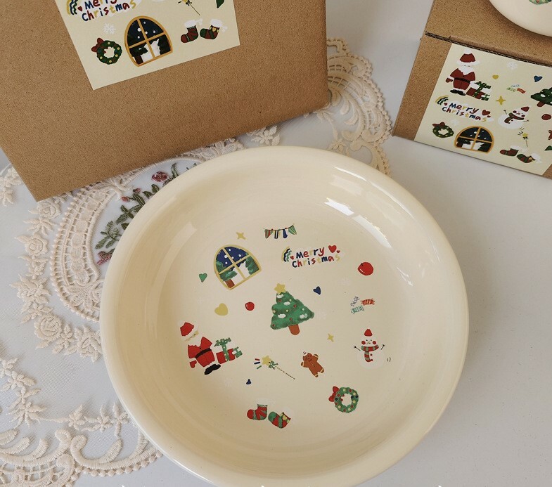《1406》聖誕少女奶油黃餐盤