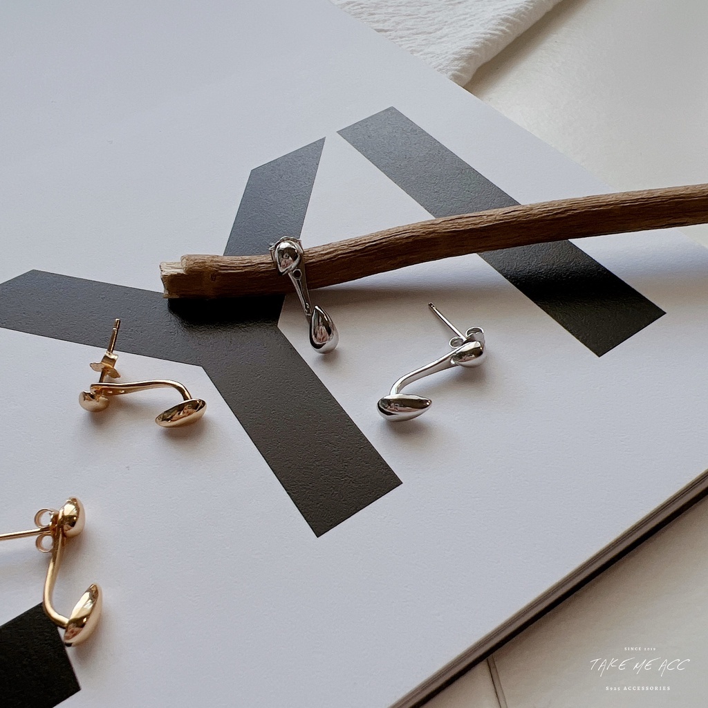 前後戴水滴｜全純銀耳環