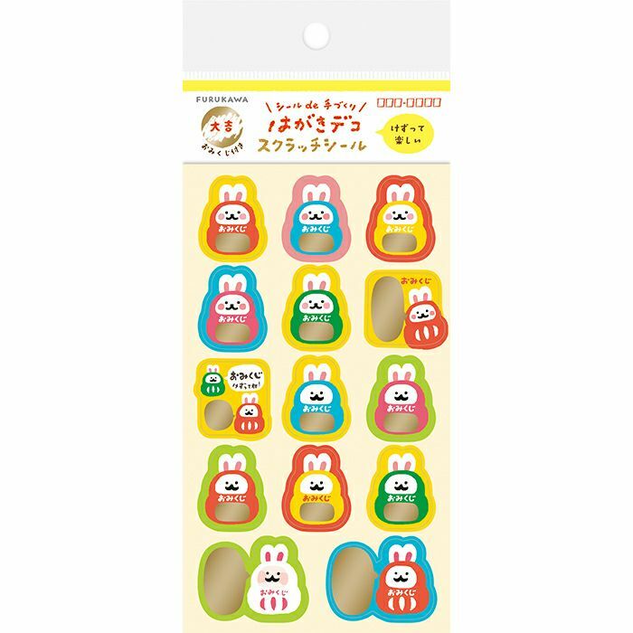 不倒翁兔子 新年 兔年 刮刮樂貼紙｜日本古川紙工