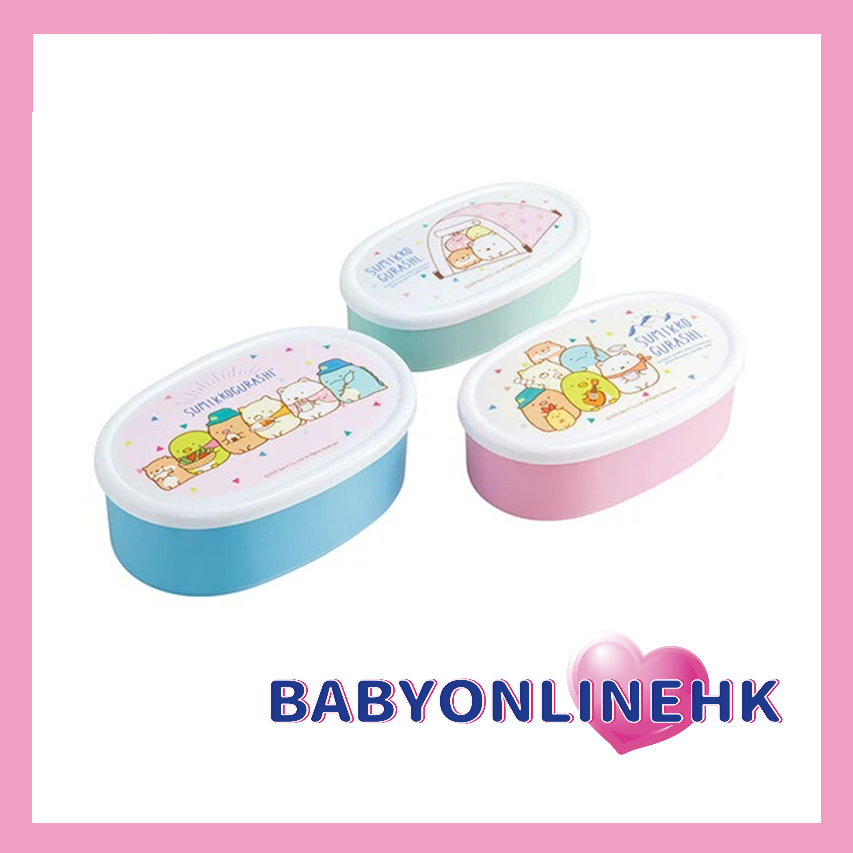 SKATER Skater Ag+ 抗菌儲存容器，3 件套，Sumikko Gurashi Camp，日本製造，860ml SRS3SAG(此為平行進口產品)